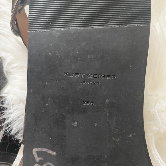 Kurt Geiger Black Brown Mia Silver Western Hardware Leather Strappy Sandals - Picture 6 of 6